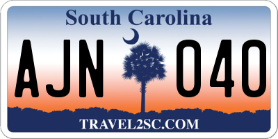 SC license plate AJN040