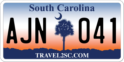SC license plate AJN041
