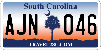 SC license plate AJN046