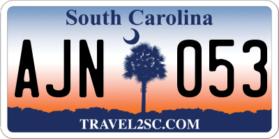 SC license plate AJN053