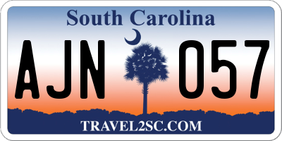 SC license plate AJN057