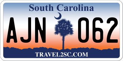 SC license plate AJN062