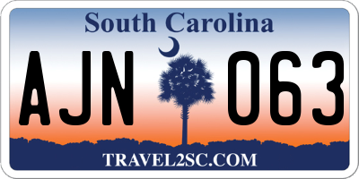 SC license plate AJN063