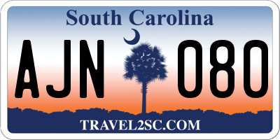 SC license plate AJN080