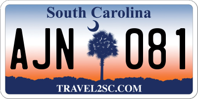 SC license plate AJN081