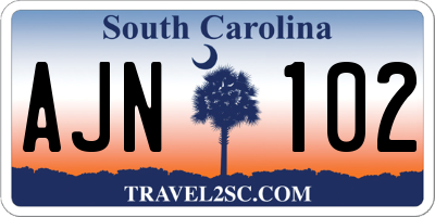 SC license plate AJN102