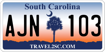 SC license plate AJN103