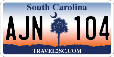 SC license plate AJN104
