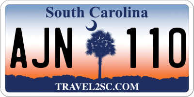 SC license plate AJN110