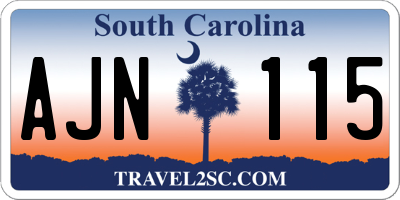 SC license plate AJN115