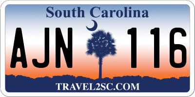 SC license plate AJN116