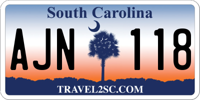 SC license plate AJN118