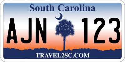 SC license plate AJN123
