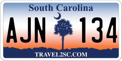 SC license plate AJN134