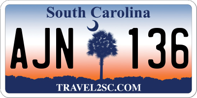 SC license plate AJN136