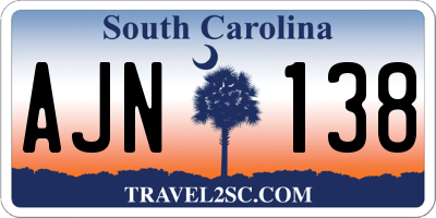 SC license plate AJN138