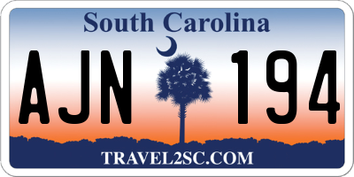 SC license plate AJN194