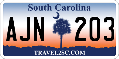 SC license plate AJN203