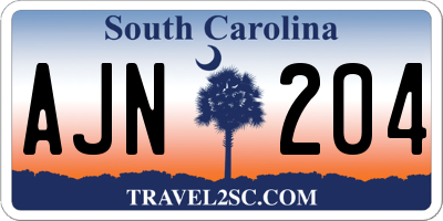 SC license plate AJN204