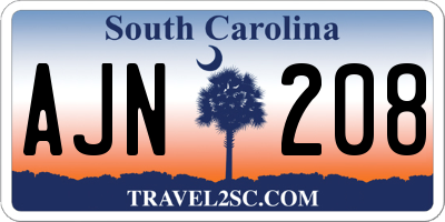 SC license plate AJN208