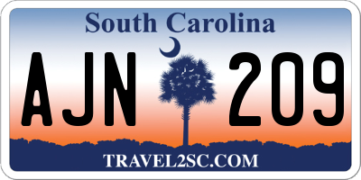 SC license plate AJN209