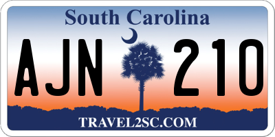 SC license plate AJN210