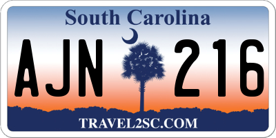 SC license plate AJN216