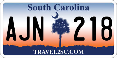 SC license plate AJN218