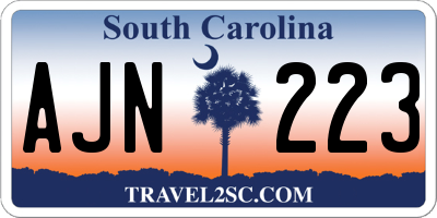 SC license plate AJN223