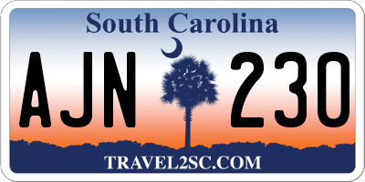SC license plate AJN230