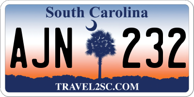 SC license plate AJN232