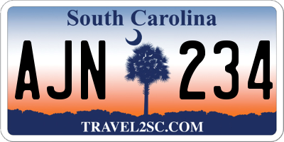 SC license plate AJN234