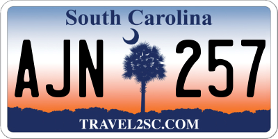 SC license plate AJN257