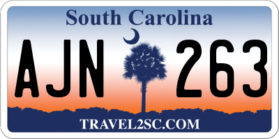 SC license plate AJN263