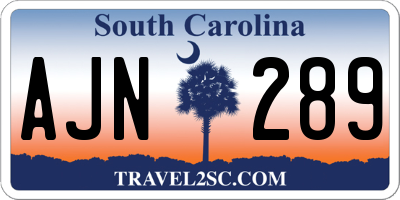 SC license plate AJN289