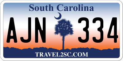 SC license plate AJN334