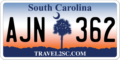 SC license plate AJN362