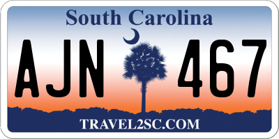 SC license plate AJN467