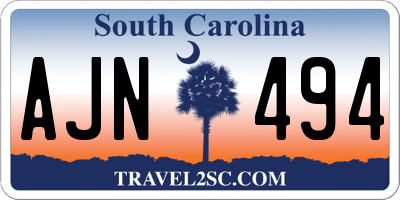 SC license plate AJN494