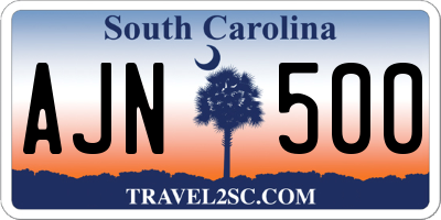 SC license plate AJN500