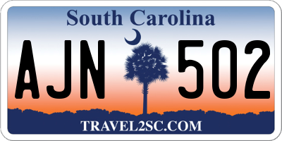 SC license plate AJN502
