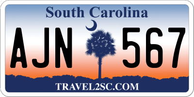 SC license plate AJN567