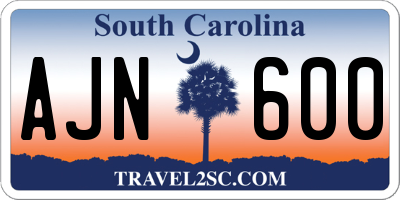 SC license plate AJN600