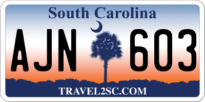 SC license plate AJN603