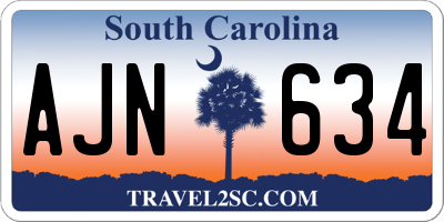 SC license plate AJN634