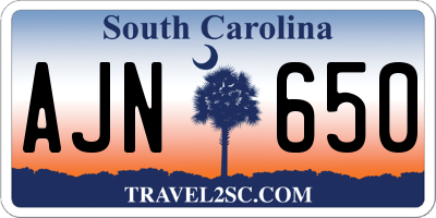 SC license plate AJN650