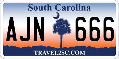 SC license plate AJN666