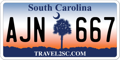 SC license plate AJN667