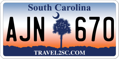 SC license plate AJN670
