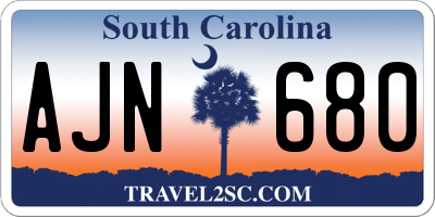 SC license plate AJN680